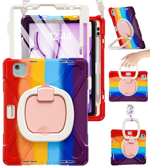 BRAECN for iPad Air 11 Inch Case M4 2026/M3 2025/M2 2024, iPad Air 5th/4th Gen 10.9”, iPad Pro 11 4th/3rd/2nd/1st Gen Kids Cover with Screen Protector,Shoulder Strap,Pencil Holder, Handle & Kickstand by BRAECN - Used condition - US$31.48