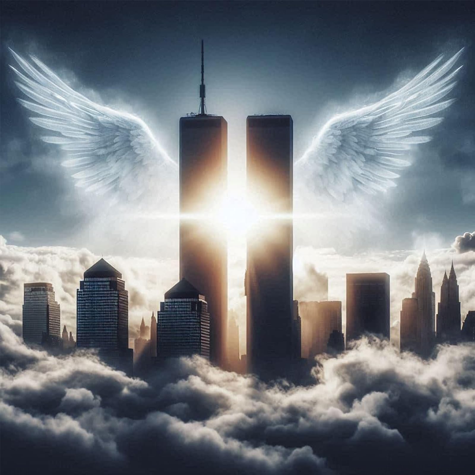Poetrydraw Angel Twin Towers 5D Round Drill Diamond Art Painting Kit Diy Wall Decor Gift Uk 15.75X15.75in