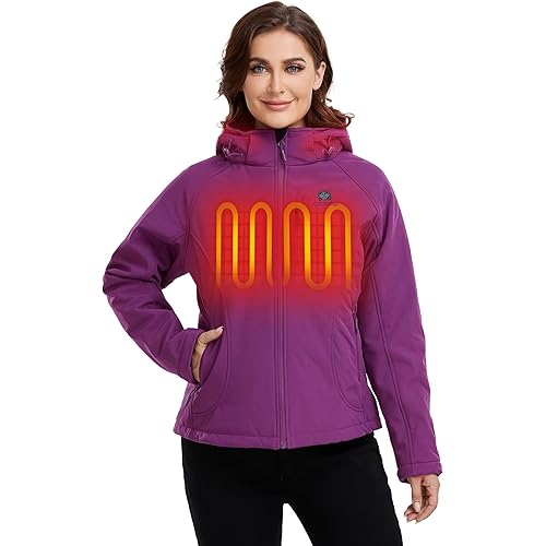 ORORO Women's Slim Fit Heated Jacket with Battery, Heated Coat with Detachable Hood (Charger Not Included)