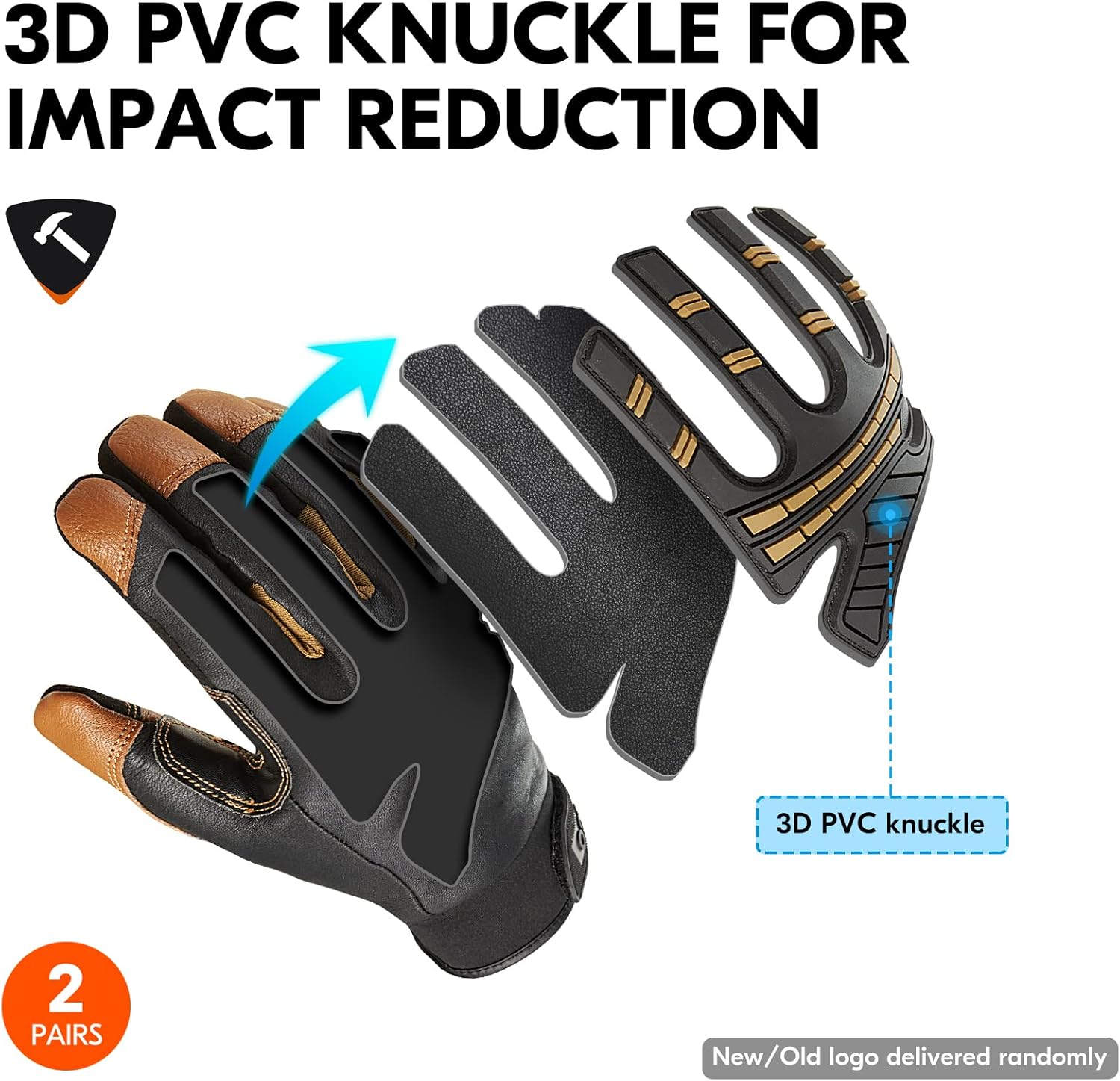 Vgo... 2 pairs Winter Work Gloves Men Waterproof Anti Vibration, Warm Heavy Duty Gloves for Freezer Warehouse Construction Trucker