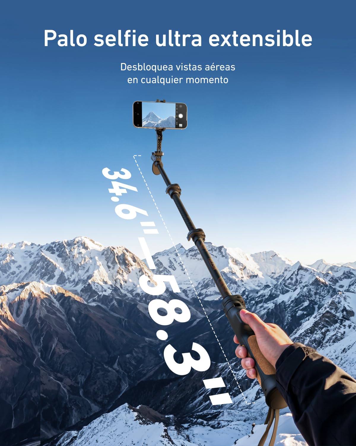 TELESIN TrekShot 3 en 1 Palo Selfie Trípode de Fibra de Carbono
