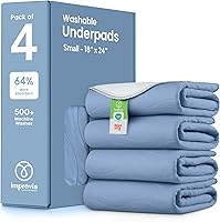 Vista 22 de IMPROVIA® Almohadillas lavables, 34 x 52 pulgadas (paquete de 2) - Almohadillas reutilizables para incontinencia de alta absorción para niños