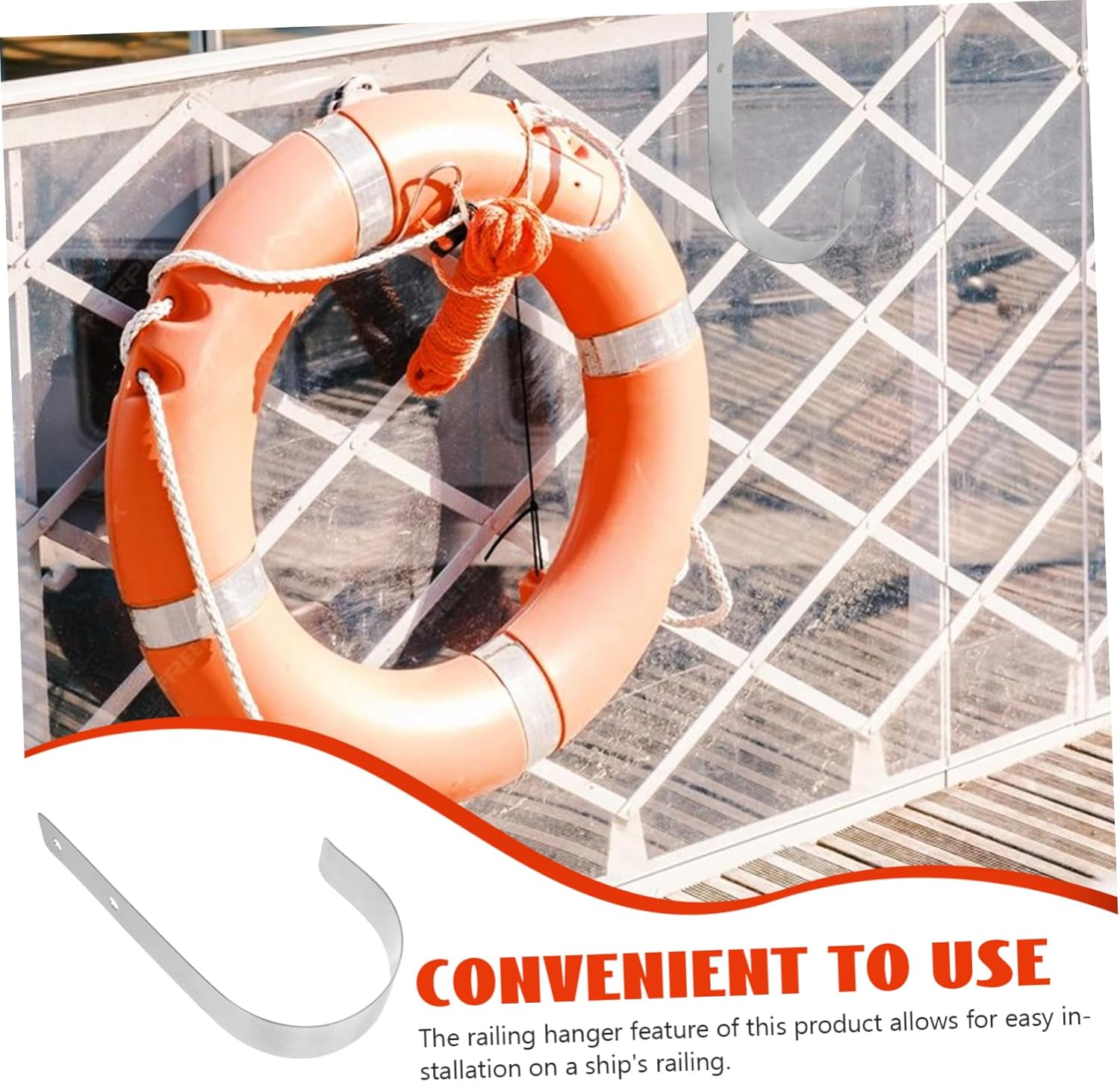 OUNONA 3pcs Stainless Steel Life Ring Hanger Pool Float Hooks Boat Safety Ring for Boats Pool Pole Hook Multi-use