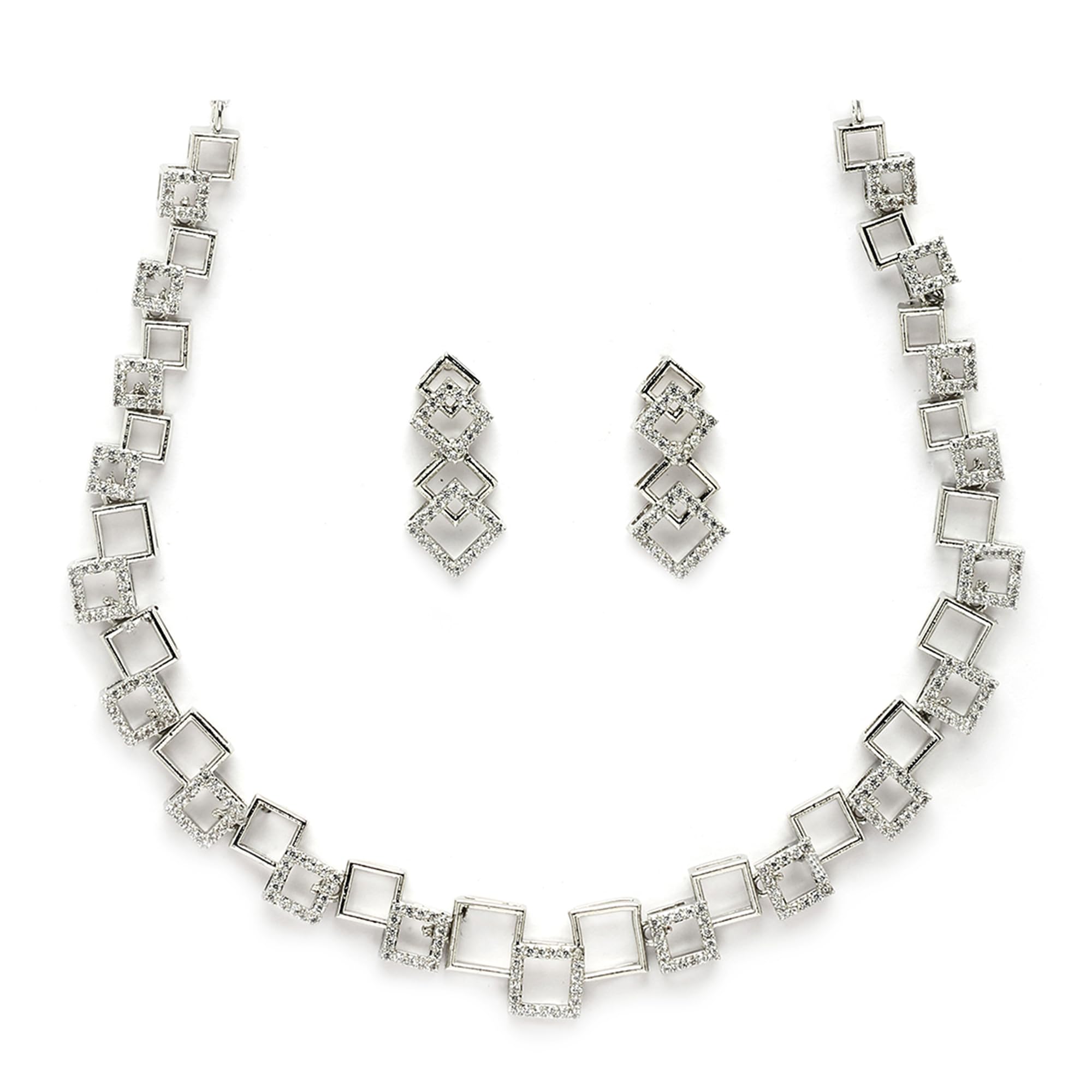 Rhodium Plated Brass Crystal Cubic Zirconia Diamonds Charm Necklace for Women & Girls | Stylish & Skin Friendly and Ideal Gift For Women & Girls-image-32