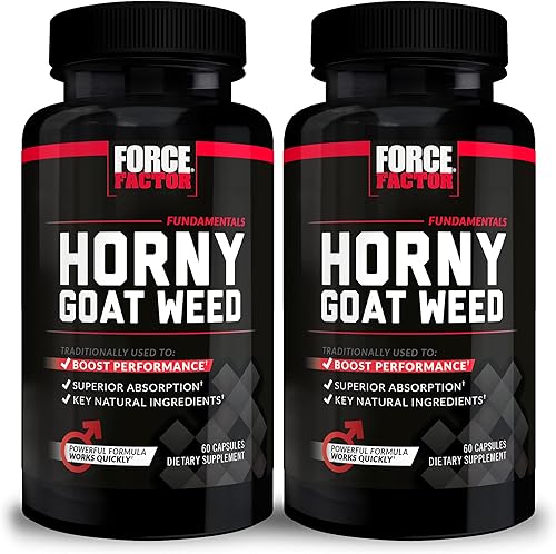 Force Factor Horny Goat Weed for Men, Natural Male Drive and Vitality Suplemento con ingredientes naturales para una absorción superior, serie