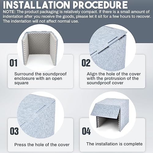 Miniatura 4 de Cubierta de escritorio insonorizada de escritorio de 14 x 14 x 14 pulgadas, cabina de grabación vocal portátil, escudo absorbente de voz, cubo de