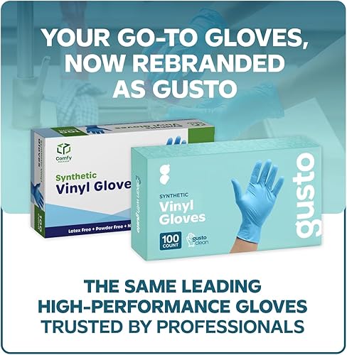 Miniatura 2 de Comfy Package Guantes de plástico desechables de mezcla de vinilo sintético no estériles, sin polvo ni látex