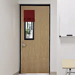 RYB HOME Classroom Door Window Cover, Blackout Shades for Classroom Windows and Doors Cover Lockdown Shades, Room Darkening Design Blocks Views, W 8 x L 36, 1 Panel, Burgundy Red
