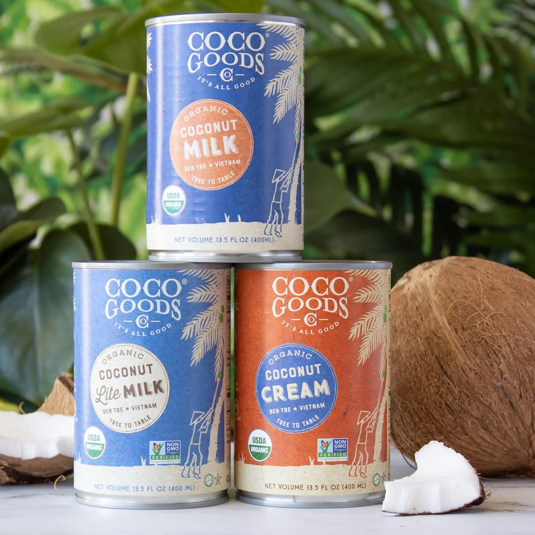 CocoGoods Co Single-Origin Organic Coconut Milk 13.5 fl. oz - Gluten-free, Non-GMO, Vegan, & Dairy-free, 12 pack