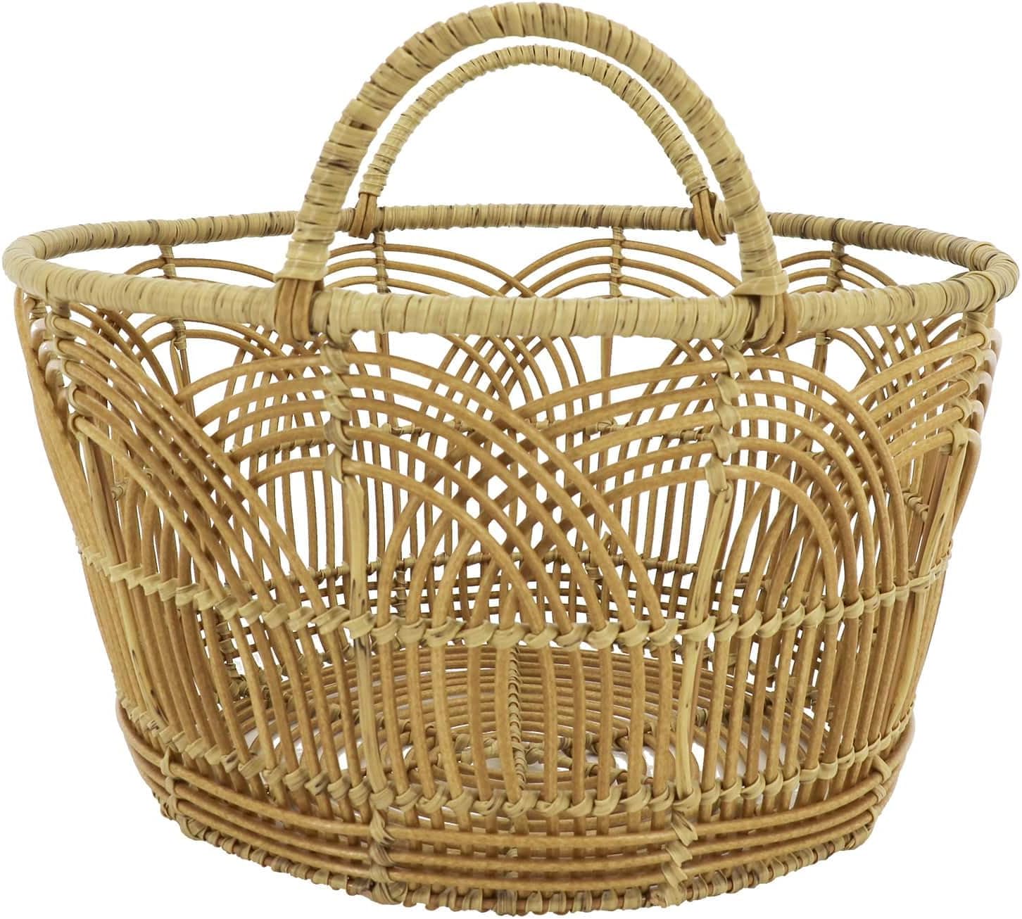 Ashland 16" Woven Arch Plastic Basket with Handles, Summer Home Decor