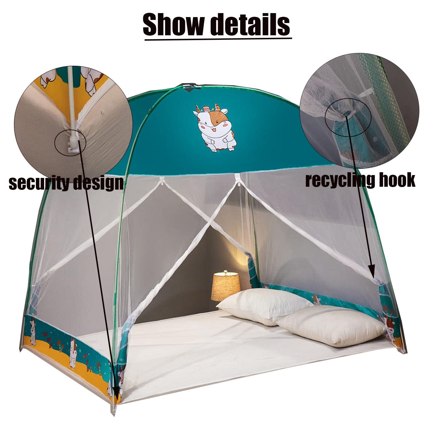 VOIV Pop-up Mosquitera Doble Cama Individual Doble Puerta Zip Tienda de campaña portátil Mosquitera de Viaje Adecuado para el Dormitorio (Size : 120x200x135cm)