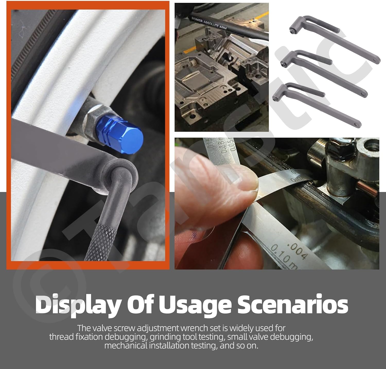 Tanstic 4Pcs Motorcycle Engine Valve Adjustment Tool Set, 8mm 9mm 10mm Valve Screw Spanner, Engine Valve Screw Repair Wrench, Valve Adjusting Square Hexagonal Spanner with Offset Feeler Gauge