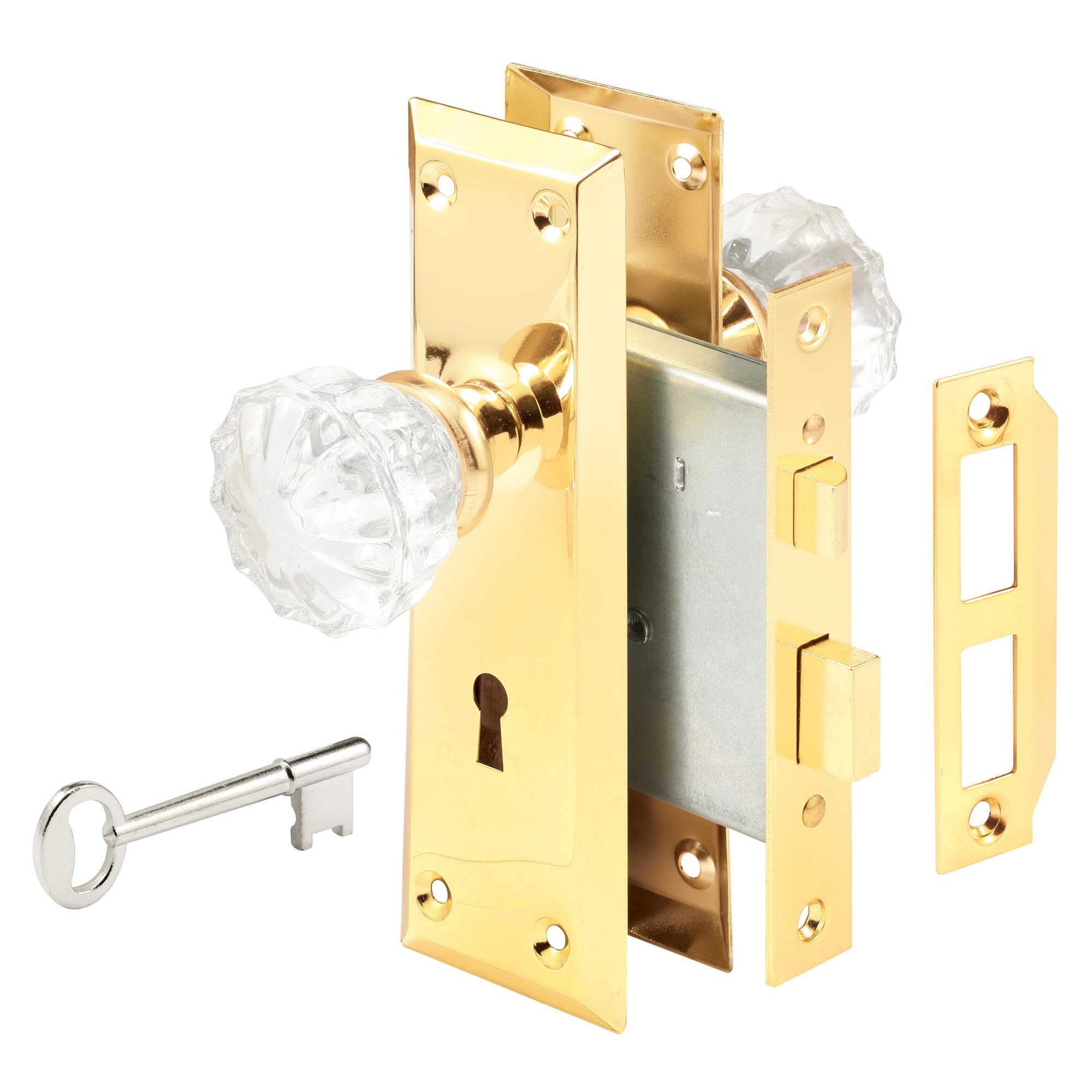 Vintage Mortise Lock Set with Glass Knobs - FREE SHIPPING -12