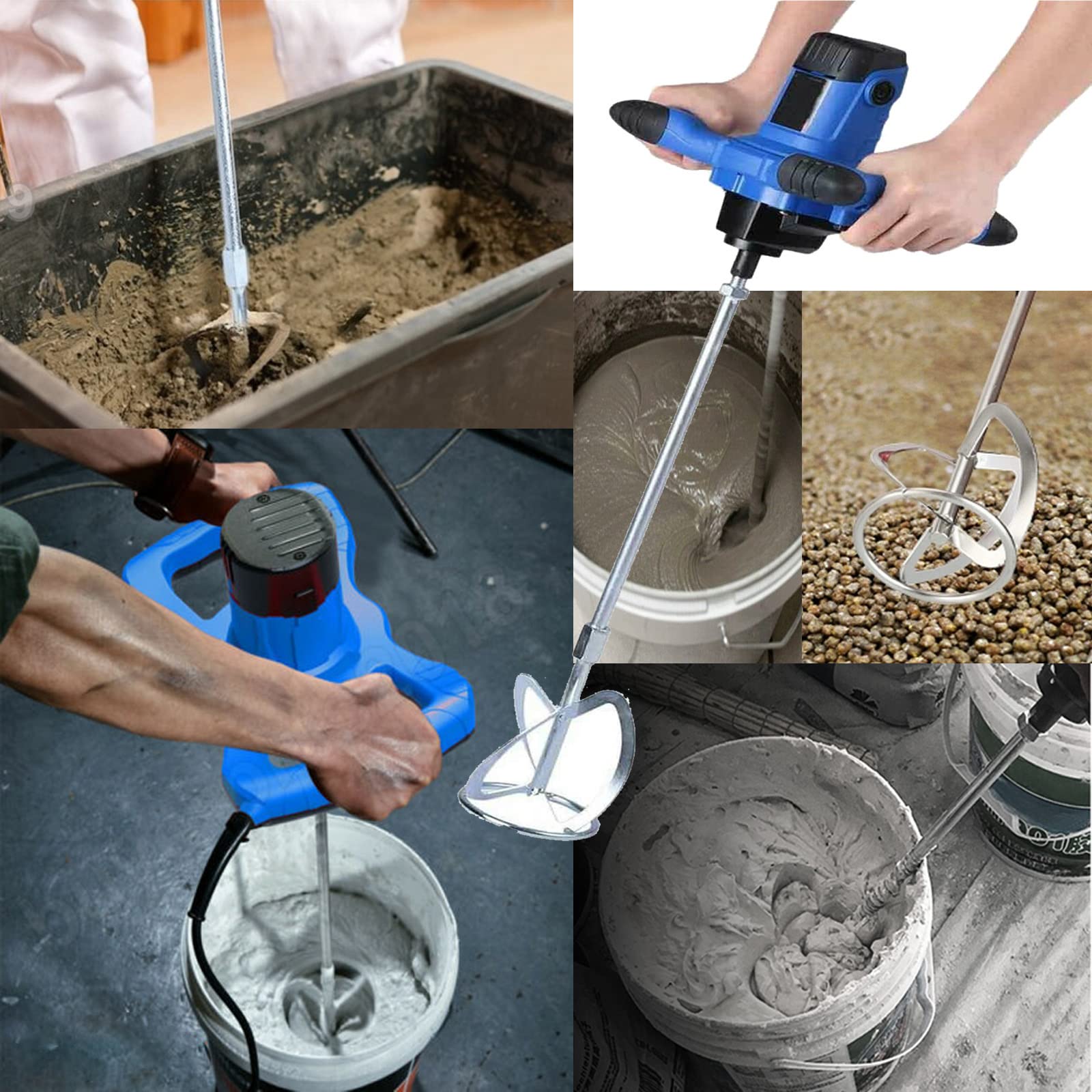 Mescolatore per Malta, 2600W Miscelatore Camion Betoniera Betoniera Elettrica, Agitatore M14 Regolabile, 6 Vlocità, 1700 giri/min, Agitatore Miscelazione di Vernice Mangime Gesso Calcestruzzo Foraggio