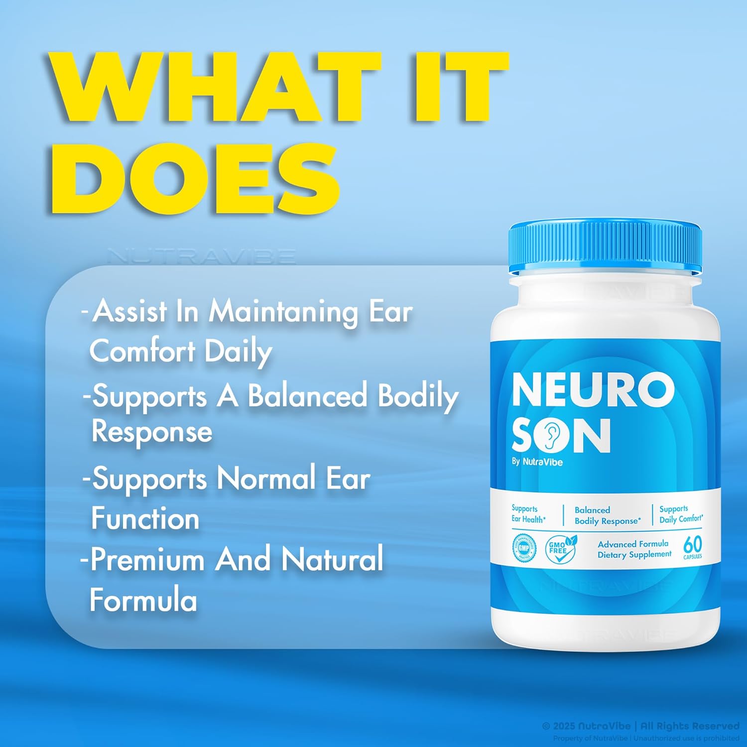 (2 Pack) NeuroSon – Daily Hearing Health Support with a Clean, Natural Ingredients for Ear Health, Auditory Comfort & Inner Balance | Easy-to-Swallow NeuroSon Pills for Everyday Use (120 Capsules)