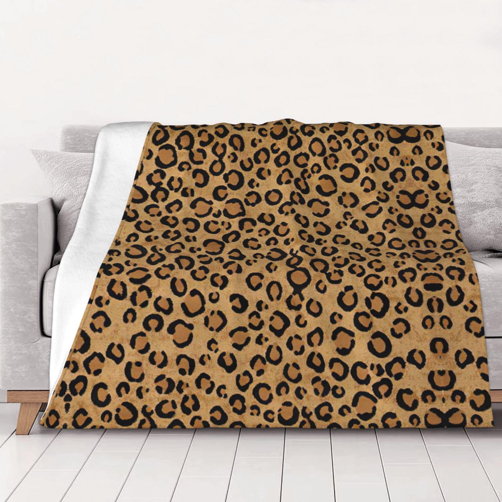 Couverture léopard en flanelle de microfibre | Plaid doux et chaud 100x76 cm