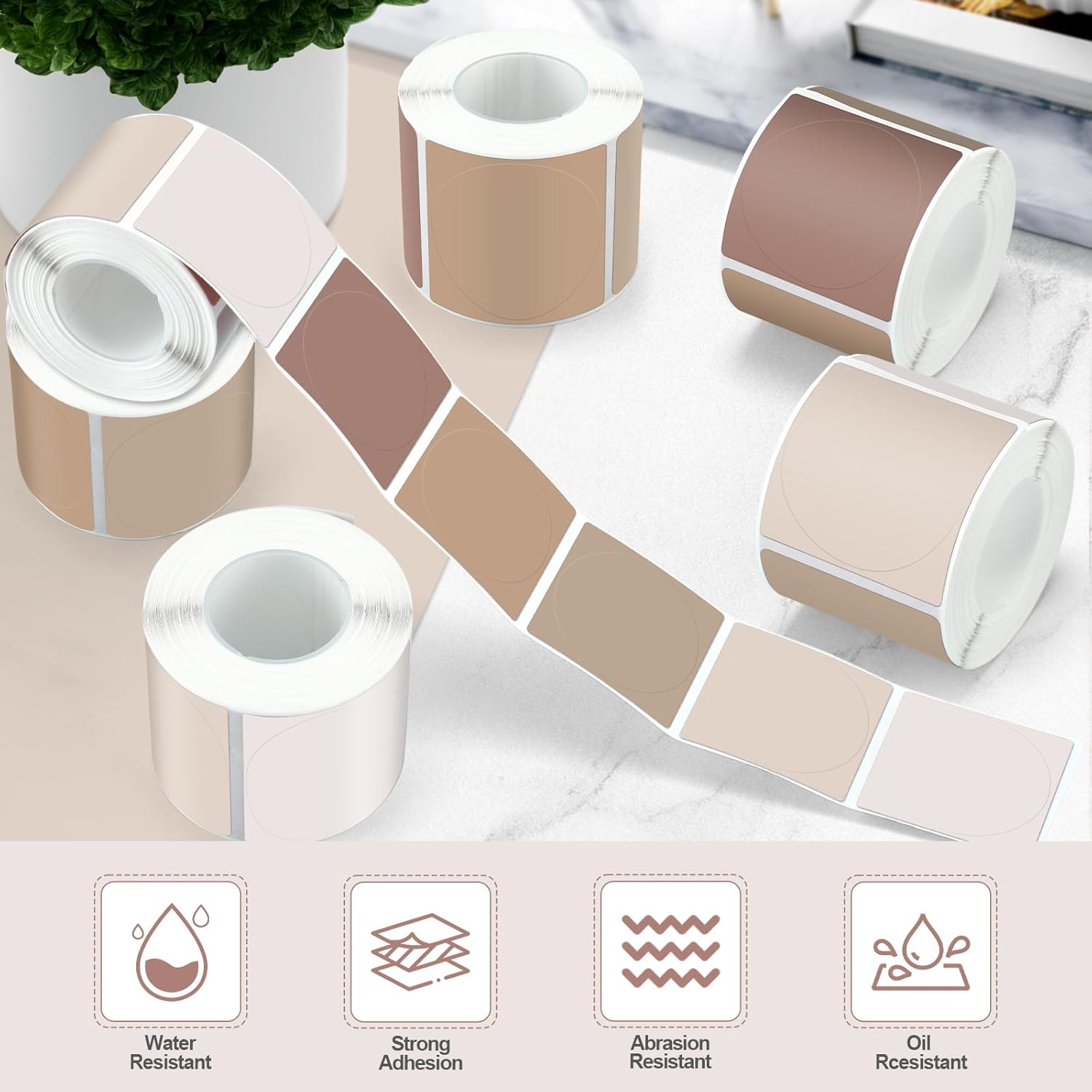 Ctosree 5 Colors Circle Thermal Sticker Labels Self Adhesive Round Direct Thermal Labels Multipurpose Printer Stickers for DIY, Name Tag 250 Pcs/1 Roll(Morandi Autumn,1.5 Inch) - Image 5