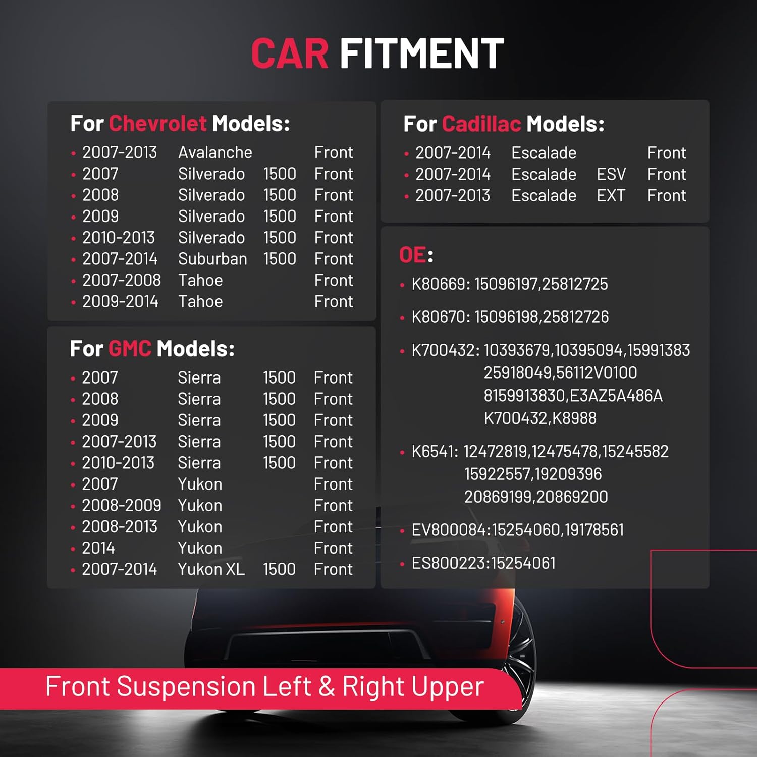 BDFHYK Front Upper Control Arm 10pcs,with Ball Joint Compatible with Cadillac Escalade ESV/EXT 2007-2014,Chevrolet Avalanche/Silverado 1500/Suburban 1500/Tahoe 2007-2014,GMC Sierra 1500 2007-2014