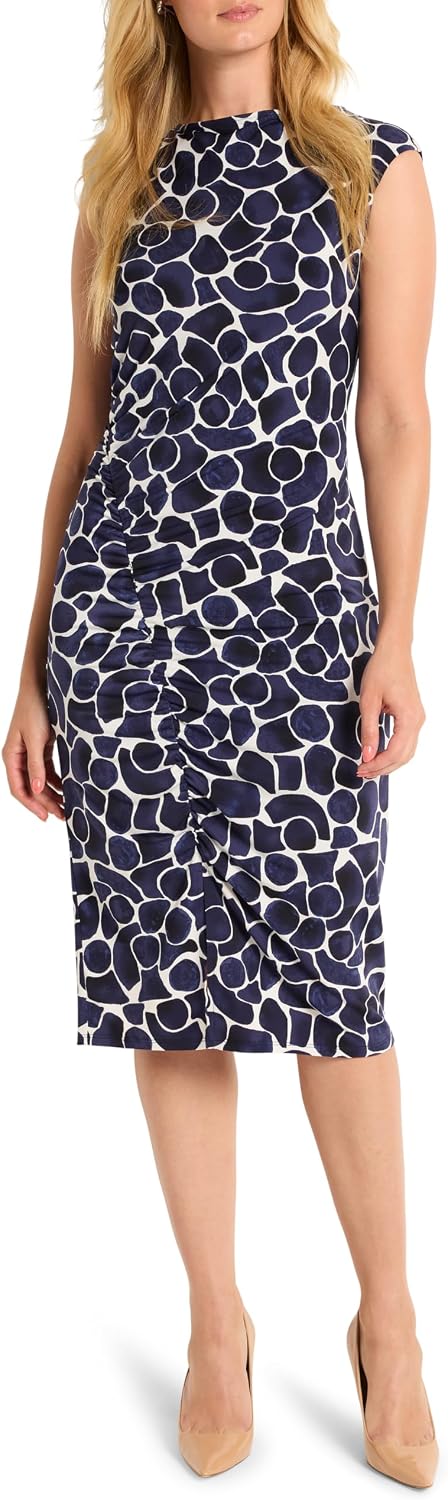 NIC+Zoe Women's Geo Pebble Side Ruche Dress