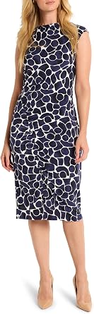 NIC+Zoe Womens Geo Pebble Side Ruche Dress