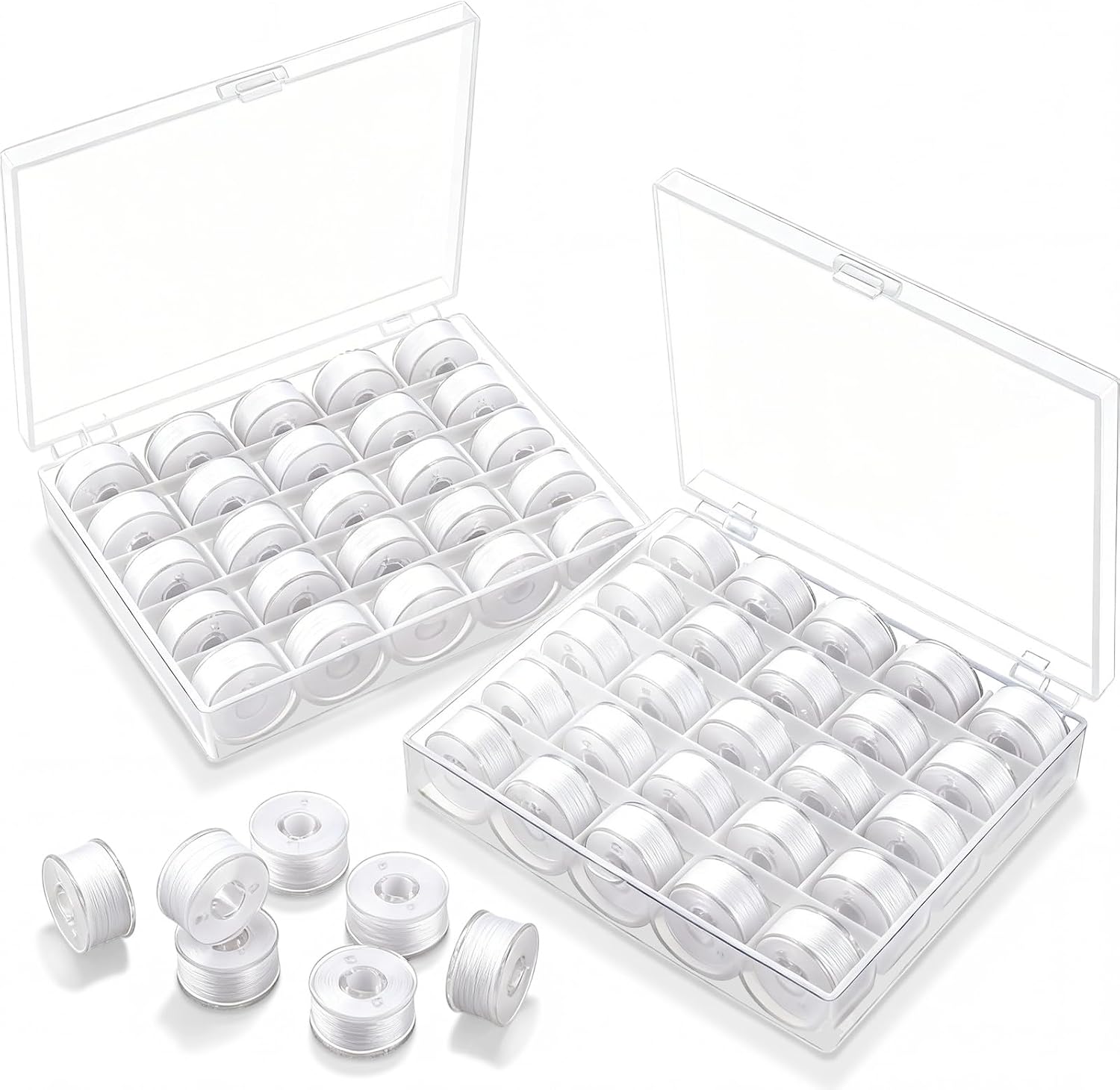 Outus Assorted Colors 50 Pieces Prewound Thread Bobbins with Bobbins Box for Compatible with Brother Sewing Machine Emergency and Travel, DIY and Home