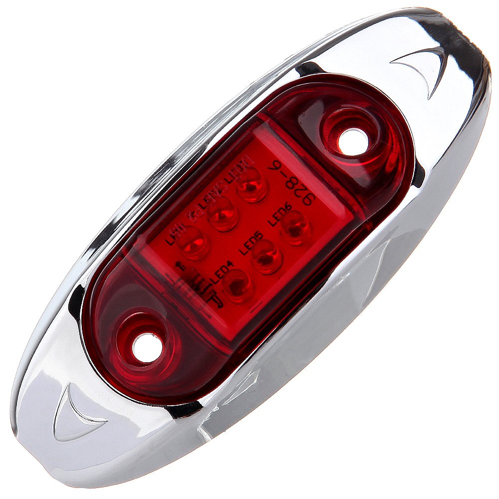 Oval LED Trailer Lights Red Led Side Marker Light with Chrome Bezel Universal LED Clearance Markers Lights for Truck Trailer Boat ATV Marine (4 pcs)