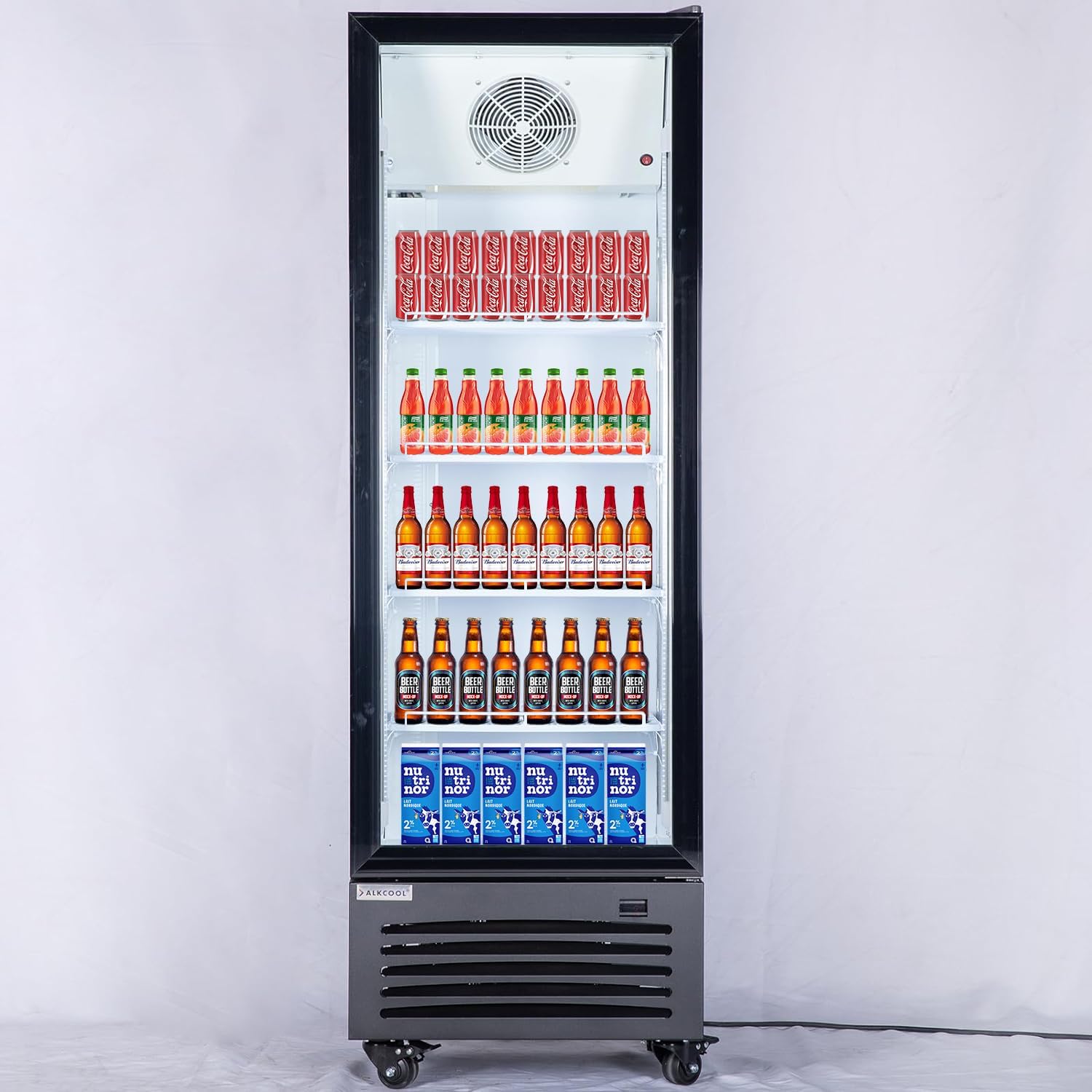 Commercial Beverage Refrigerator Display Fridge,Slim Single Glass Door Merchandiser Drink Cooler with LED Light Adjustable Shelves,ETL and NSF Approval,15 Cu Ft