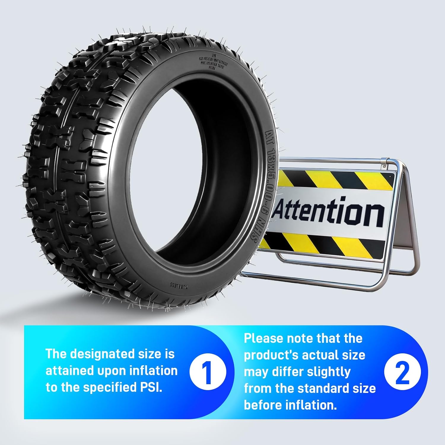 TRIBLE SIX 13x5-6 ATV/UTV Tires Set of 2, 13x5x6 All-Terrain Tires, 2PR Tubeless, Non-Directional Tread for Mud, Trail, Sand