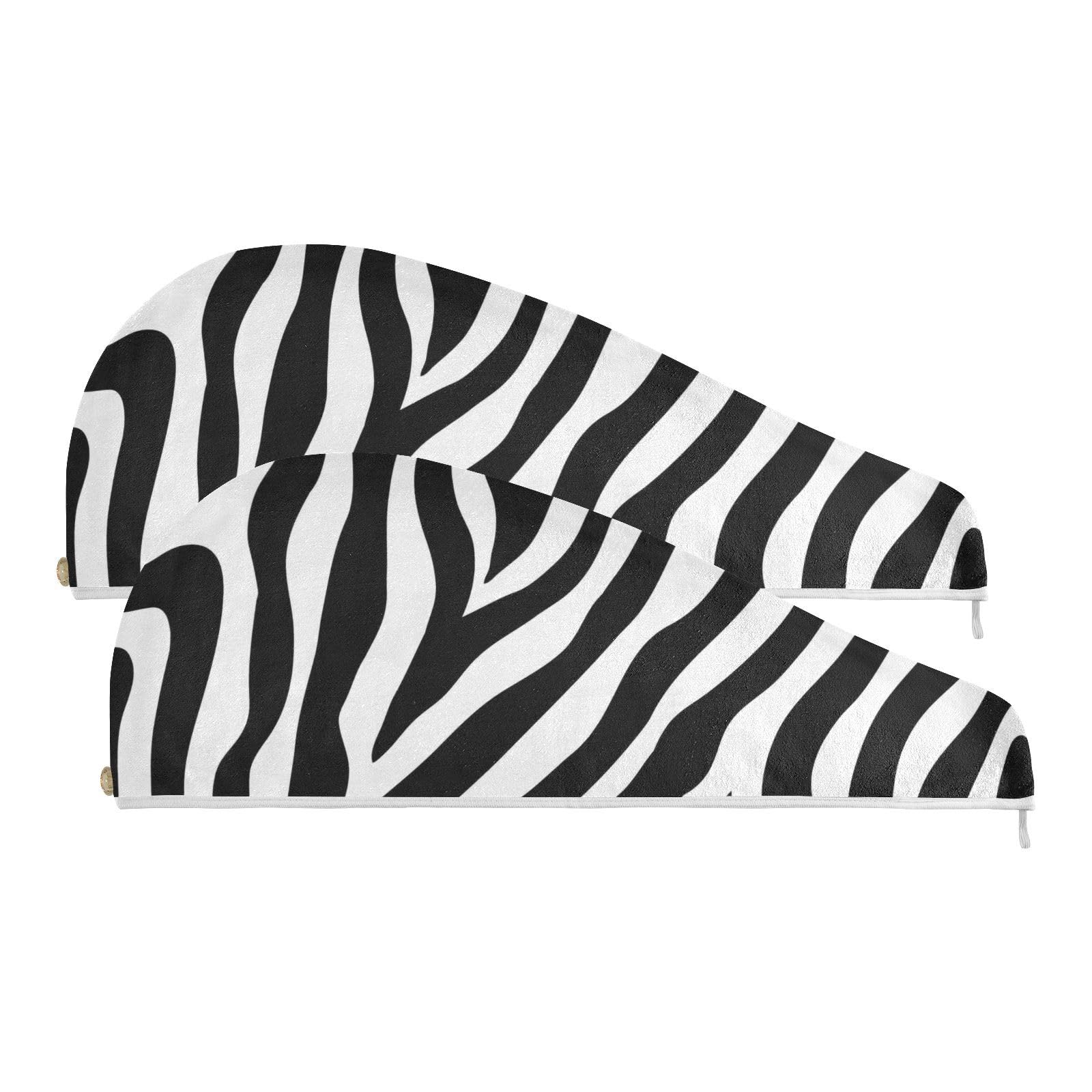 YOUJUNER Hair Towel Wrap Zebra Print Rapid Drying Turban Hair Towel Super Absorbent Head Towel for Women Girl