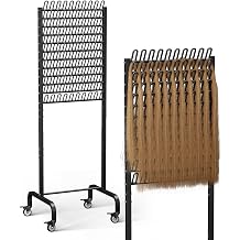 120 Pegs Braiding Hair Rack, Adjustable Hair Separator Stand with Wheels, Hair Extension Holder for Hair Stylists, Braiders, Home, Salon, Beauty School, Black