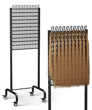 120 Pegs Braiding Hair Rack, Adjustable Hair Separator Stand with Wheels, Hair Extension Holder for Hair Stylists, Braiders, Home, Salon, Beauty School, Black