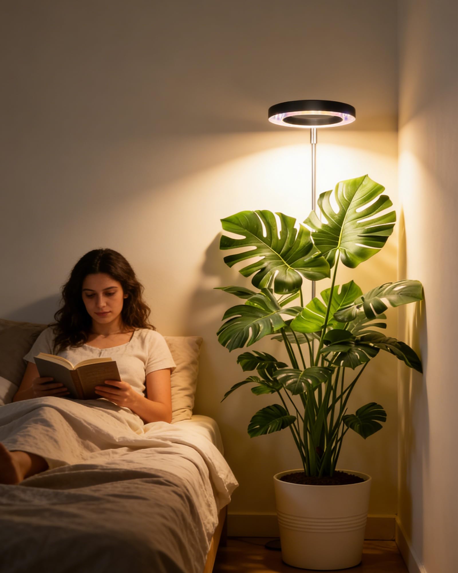 Luz de cultivo de plantas, luz LED de crecimiento de espectro completo para plantas de interior, altura ajustable, temporizador automático, voltaje bajo de 5 V, idea para luz de planta grande