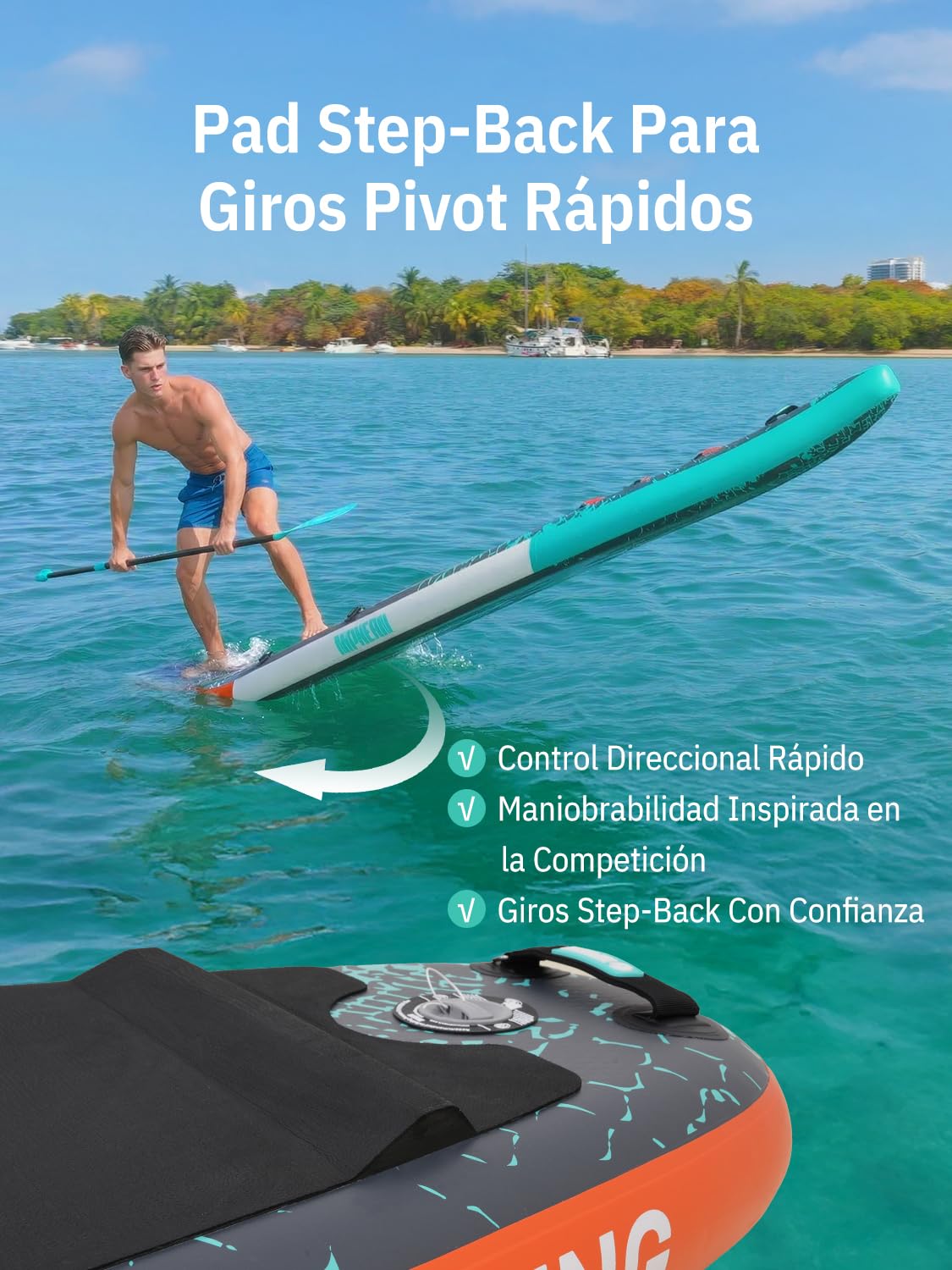 Niphean Tabla De Paddle Surf Hinchable De 380 Cm, Capacidad De 280 Kg, Tabla Padel Surf Touring con Accesorios Completos Y Kick Pad, Estable para Adultos Y Jóvenes, Ideal para Surf Principiantes