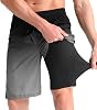 zeetoo Mens Swim Trunks with Compression Liner 9 Inseam Quick Dry Swim Shorts with Zipper Pockets Bathing Suit