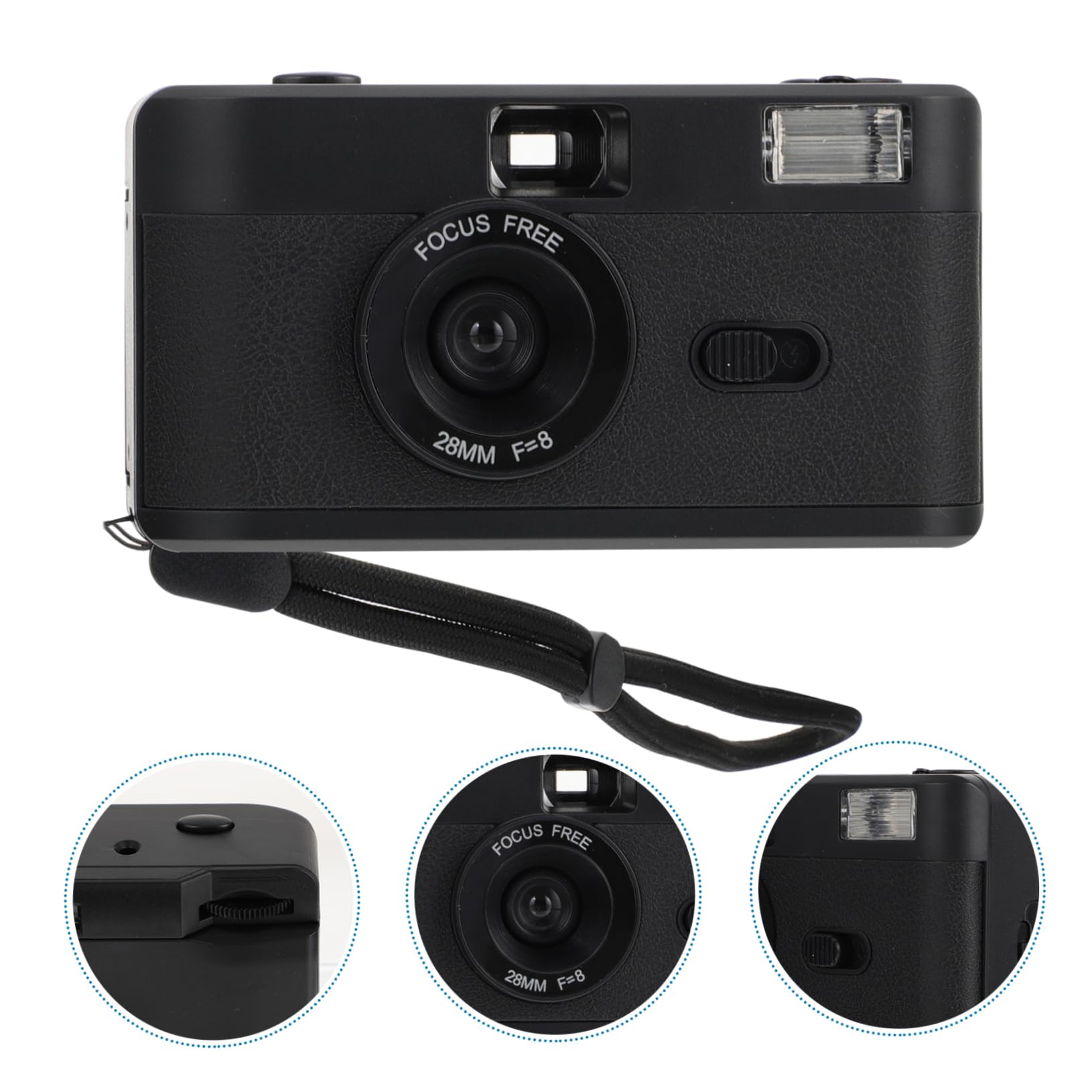 Fotocamera Nero in Integrato Riutilizzabile Analogica Flash, Abs