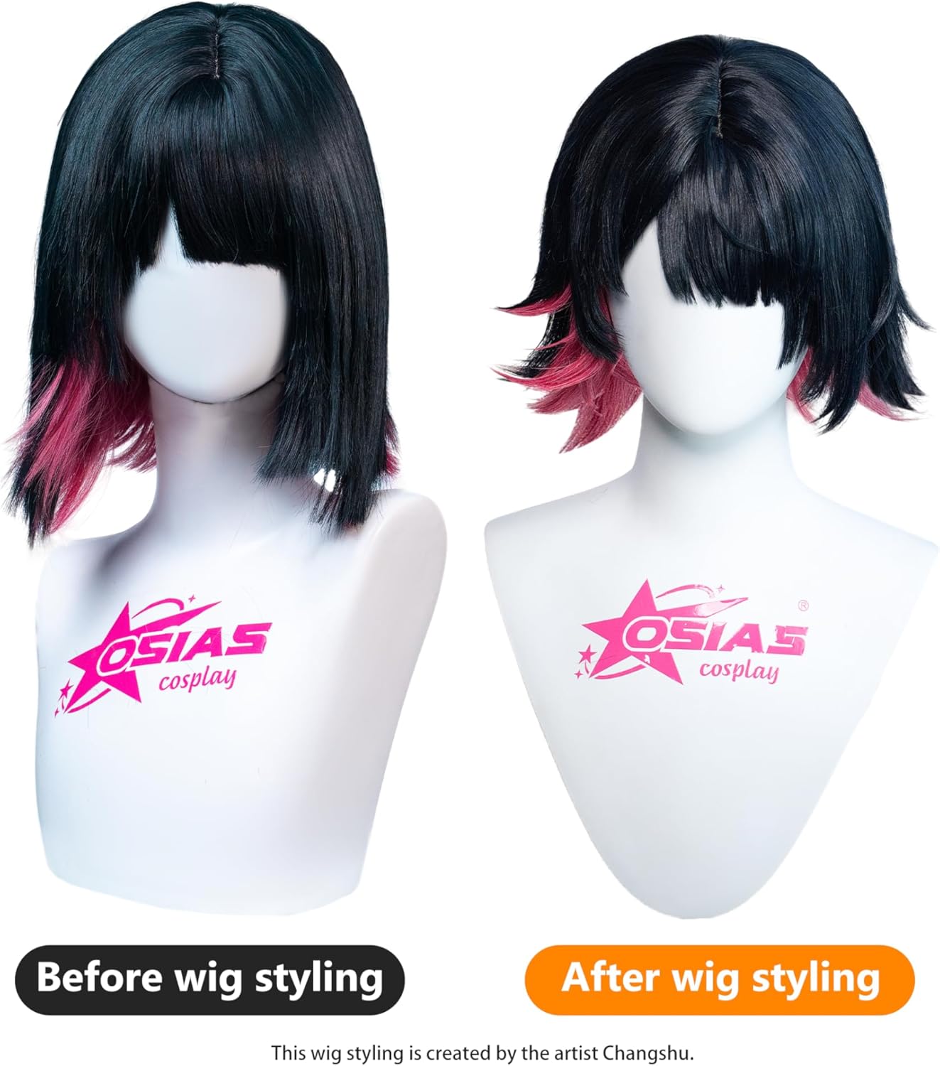 OSIAS Ellen Joe Wig Long Bule Black Mixed with Pink Synthetic Heat Resistant Hair