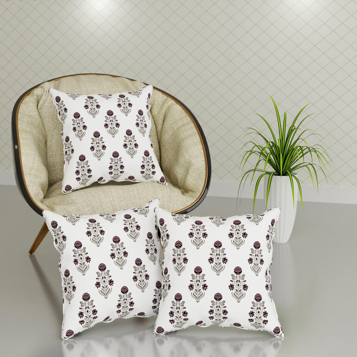Trance Home Linen 100% Thick Cotton Plain 24x24 inch Cushion Covers for Sofa and Diwan | Throw Pillow/Small Cushion Pill