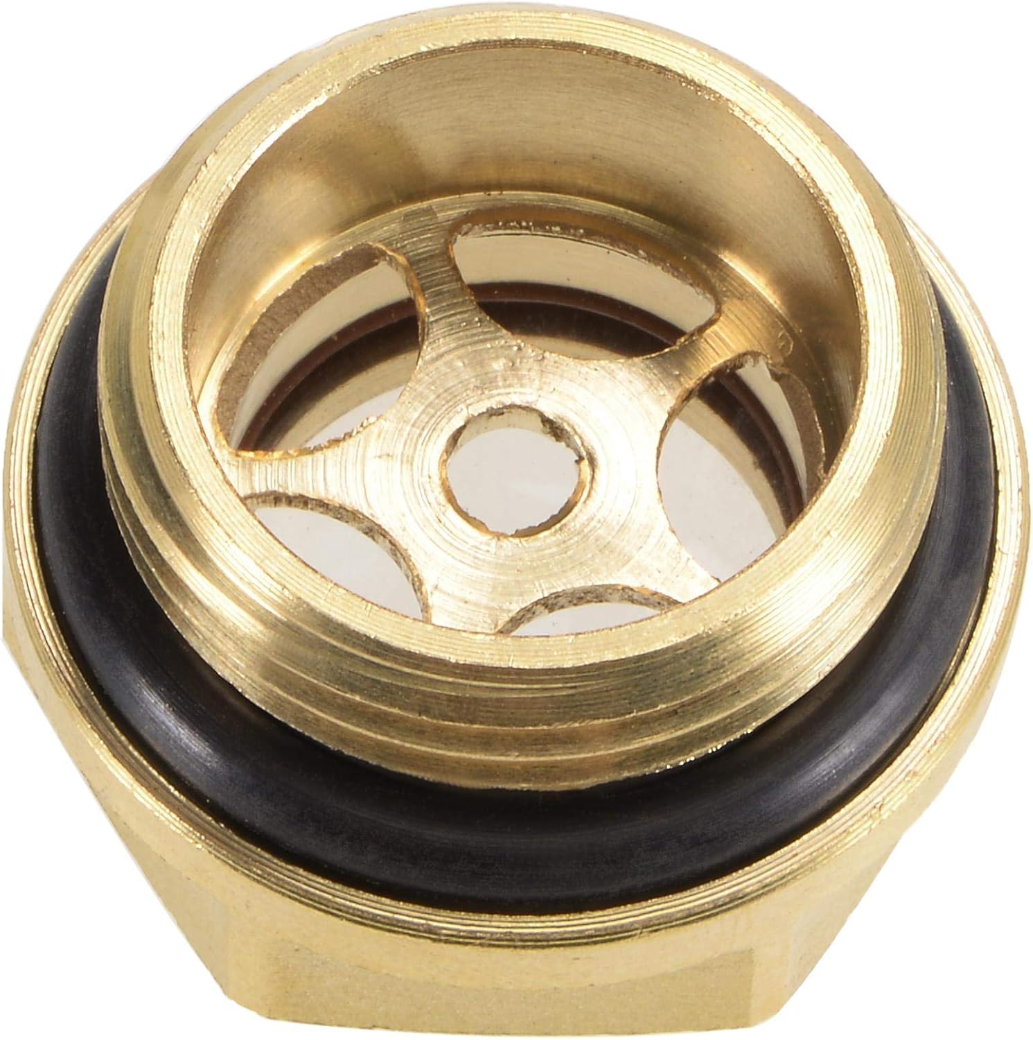 uxcell Oil Liquid Level Gauge Sight Glass M22x1.5mm Male Threaded Brass Air Compressor Fittings with O-Ring, Yellow