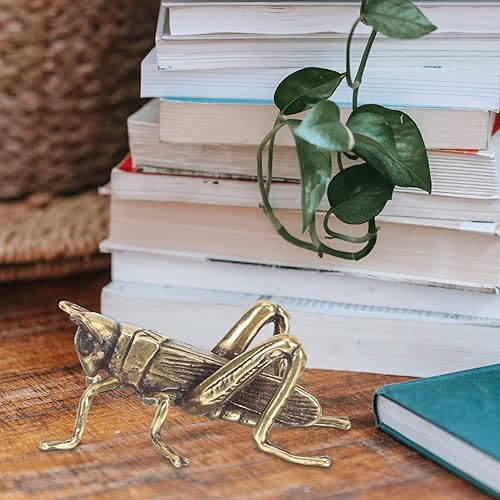 Miniatura 7 de Grillo de latón Saltamontes de latón decoración de grillo de metal, esculturas artísticas coleccionables, decoración del hogar, decoración de