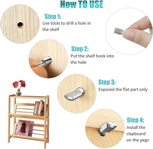 Miniatura 4 de 22 clavijas de estante de 14 pulgadas de diámetro, con forma de cuchara de níquel, chapadas en níquel, para estantes de gabinete, soportes de