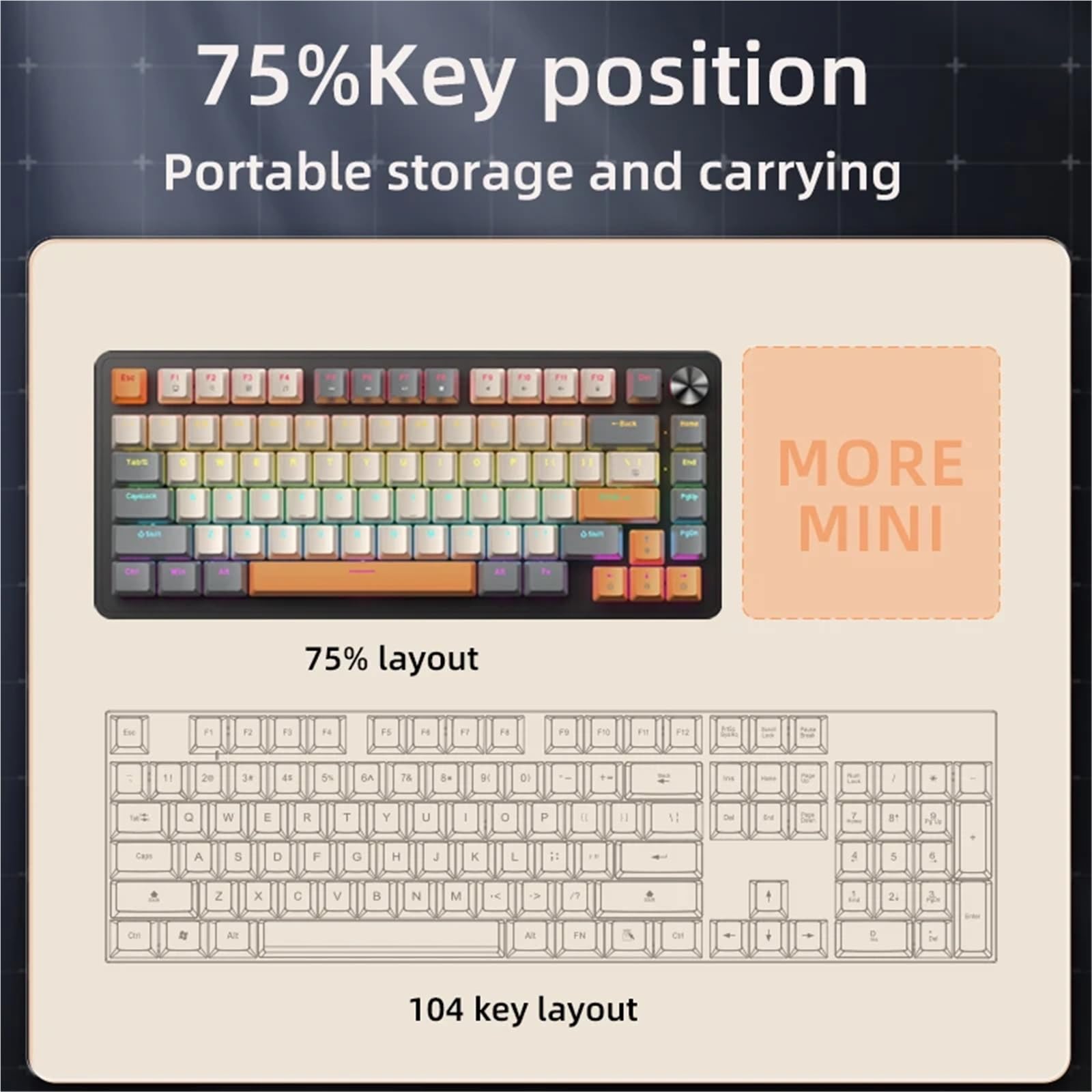 Compatible avec clavier de jeu mécanique filaire APAYADO K82, remplaçable à chaud, bouton multimédia, rétroéclairage transparent, touches ABS (interrupteur bleu, kit myrtille)