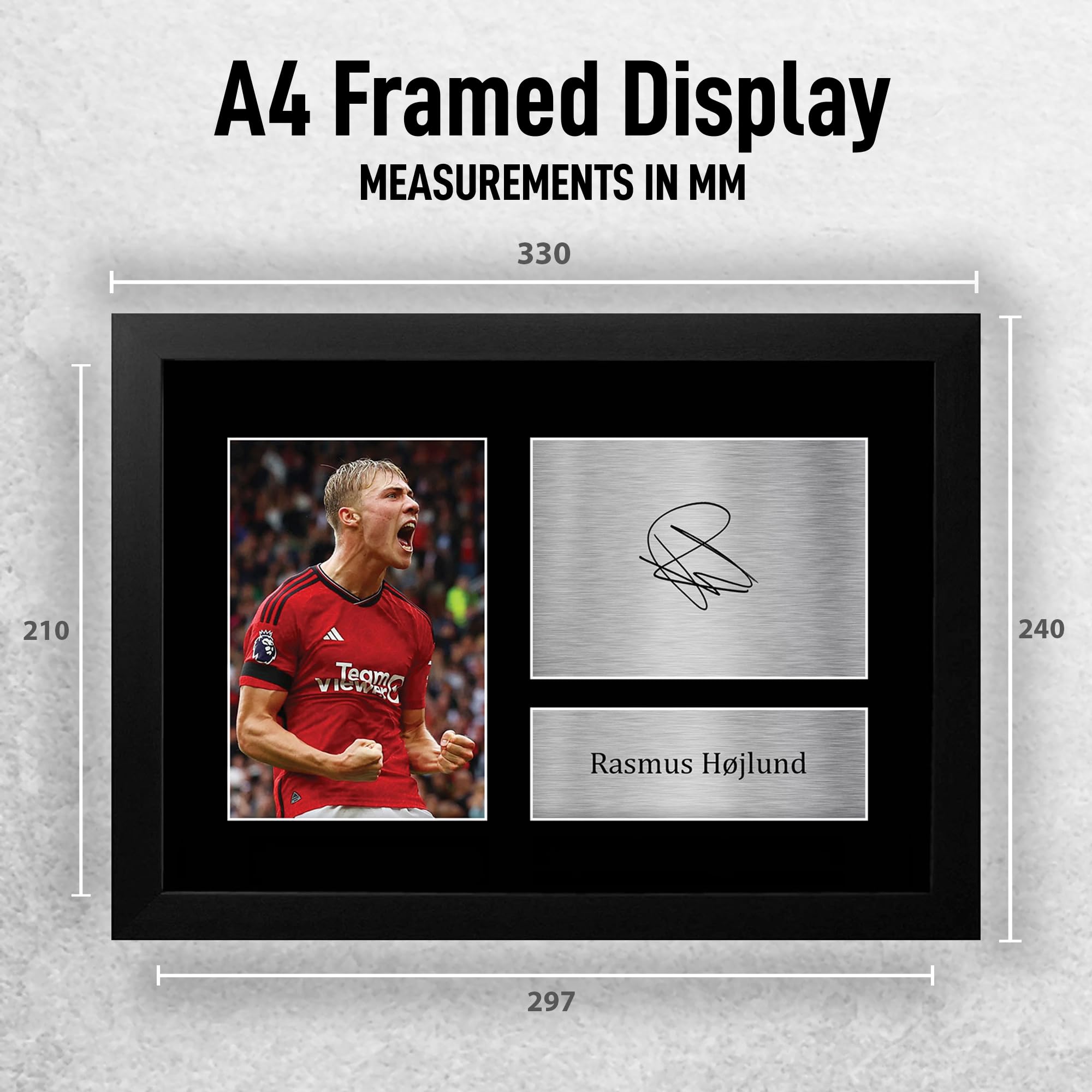 HWC Trading FR A4 Rasmus Hojlund Gifts Printed Signed Autograph Picture for Football Fans and Supporters - A4 Framed - Image 2