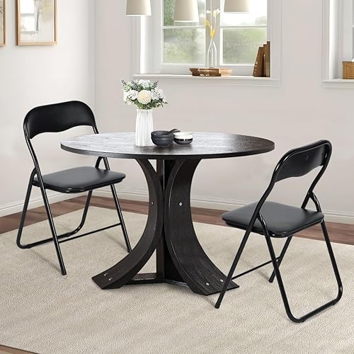 Miniatura 8 de FurnitureR Juego de 2 sillas plegables con asiento y respaldo acolchados de PVC, sillas plegables que ahorran espacio para la oficina en casa,