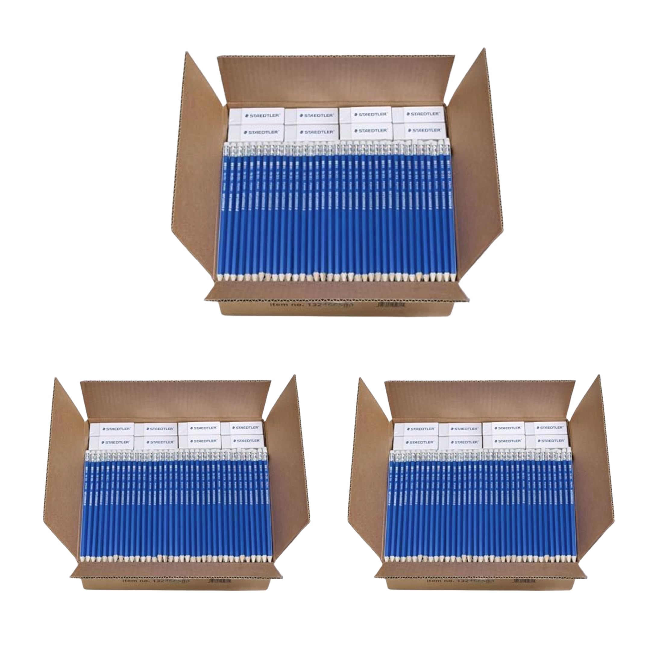 STAEDTLER Norica #2 HB-Bleistifte, 432 Bleistifte + 36 Radiergummis, 3er Pack | 144 vorgespitzte Bleistifte + 12 Radiergummis pro Packung, Bulk-Schulbedarf-Set, bruchfeste Mine, latexfrei, PVC-frei