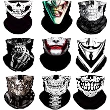 M-YOUNG 9 Pack Neck Gaiter Skull Motorcycle Face Mask for Men Women Face Cover Mask Head Wrap Balaclava Headwear