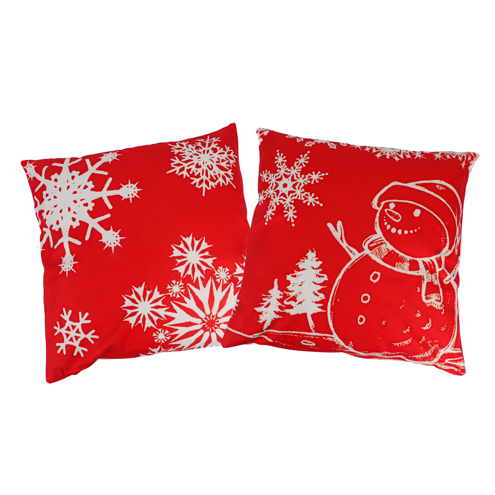 Photo 1 of *COVERS ONLY* Muranana Happy Winter Snowflakes Merry Christmas Cotton Linen Decorative Throw Pillow Cover Cushion Case, 2Pack Cover for Home New Year Party Decorations, 18 * 18 inches-Red A-red