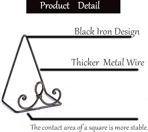 Miniatura 36 de Caballete negro de 16 "H, exhibición del soporte de la placa del metal, marco resistente de la pintura de la imagen, soporte del libro del metal
