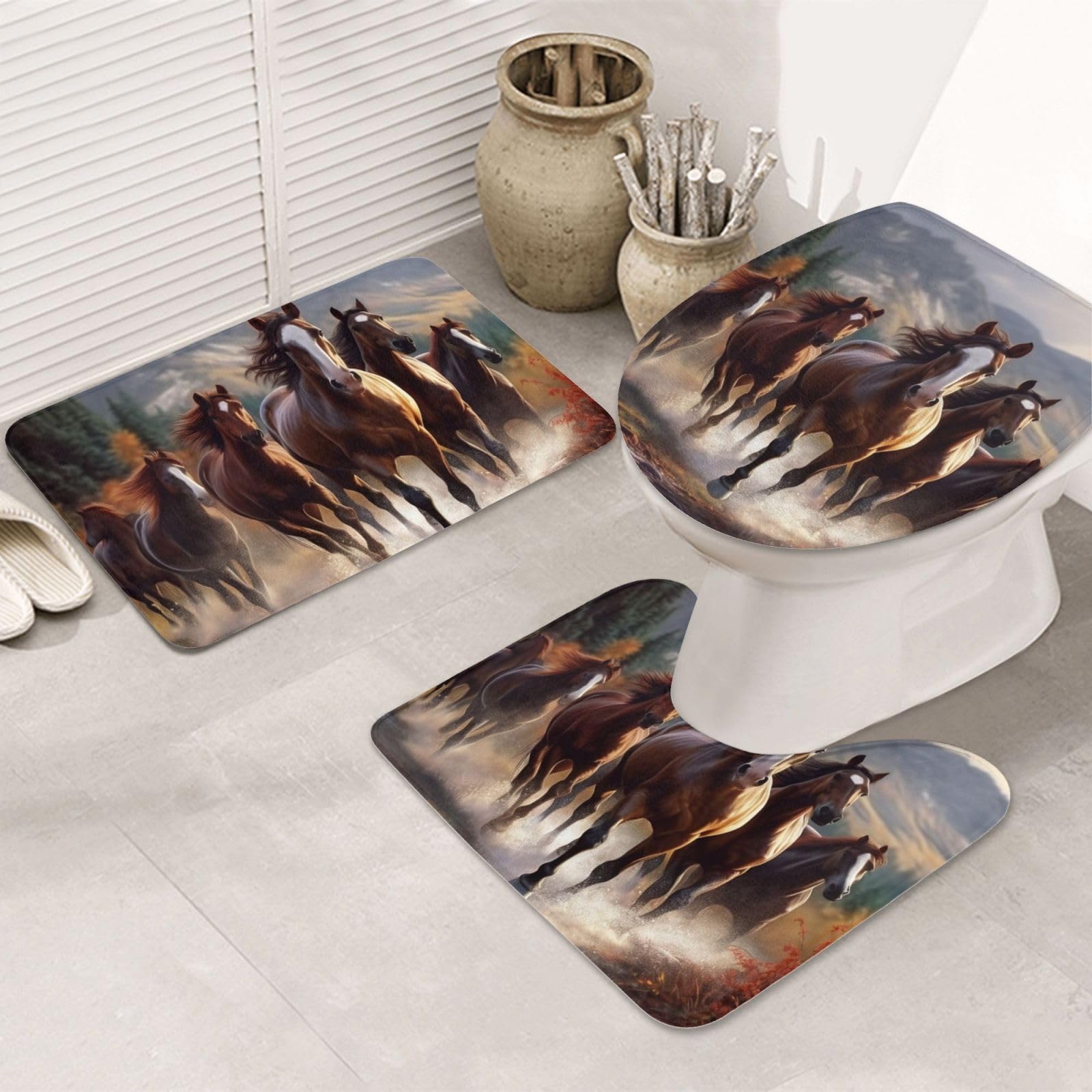 Tapis de bain évite les sols mouillés avec son contour en U chevaux
