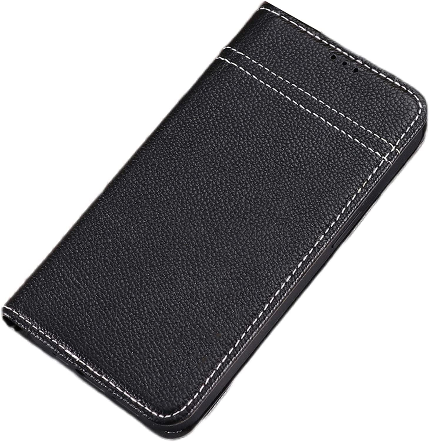 Étui portefeuille iPhone 14 en cuir véritable noir chic élégant - 7