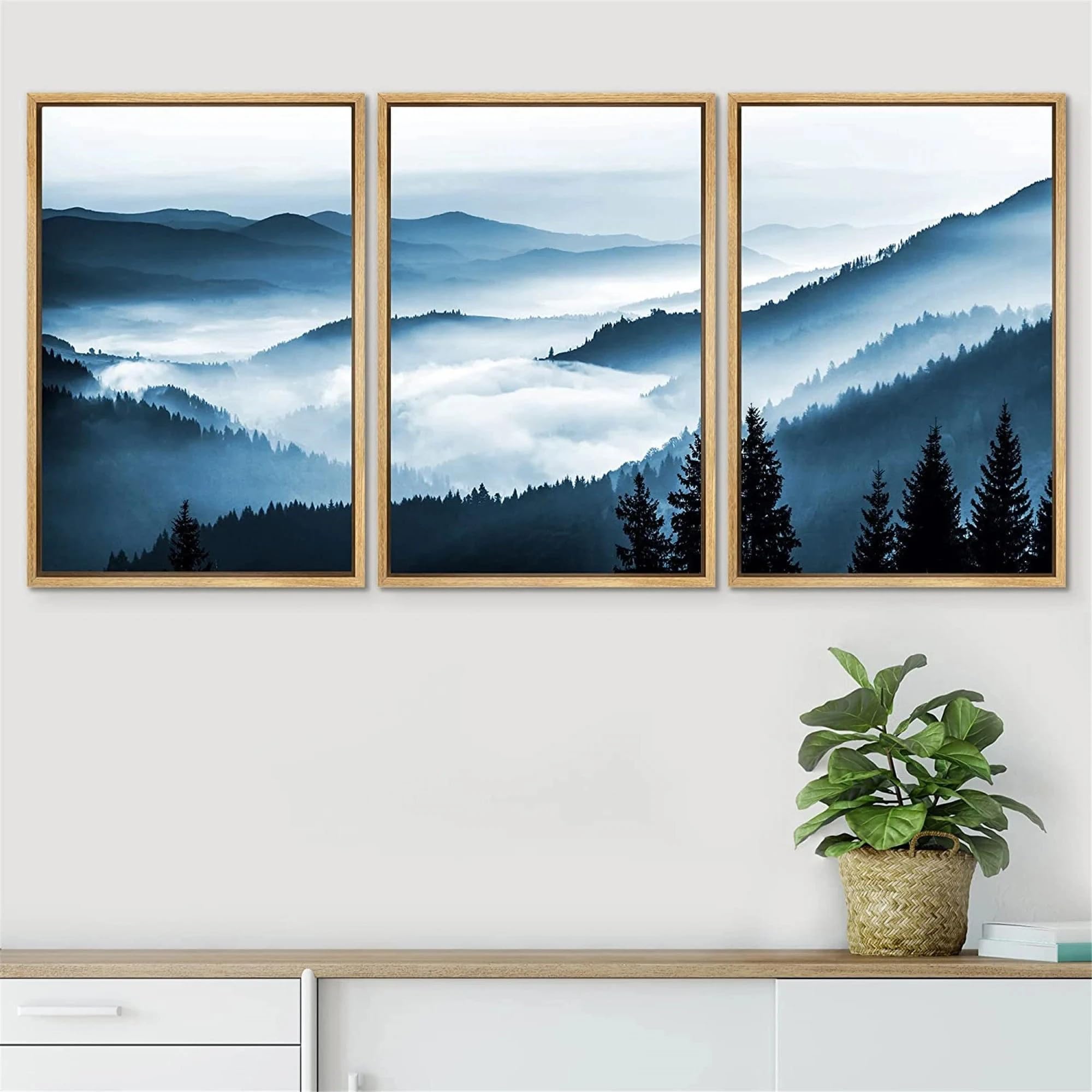Cuadro abstracto de naturaleza con niebla para renovar paredes de casa 6